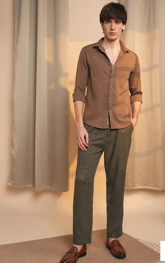 "Earth-Toned Elegance Shirt"
(Ya short chahiye to: "Classic Light Brown Shirt")