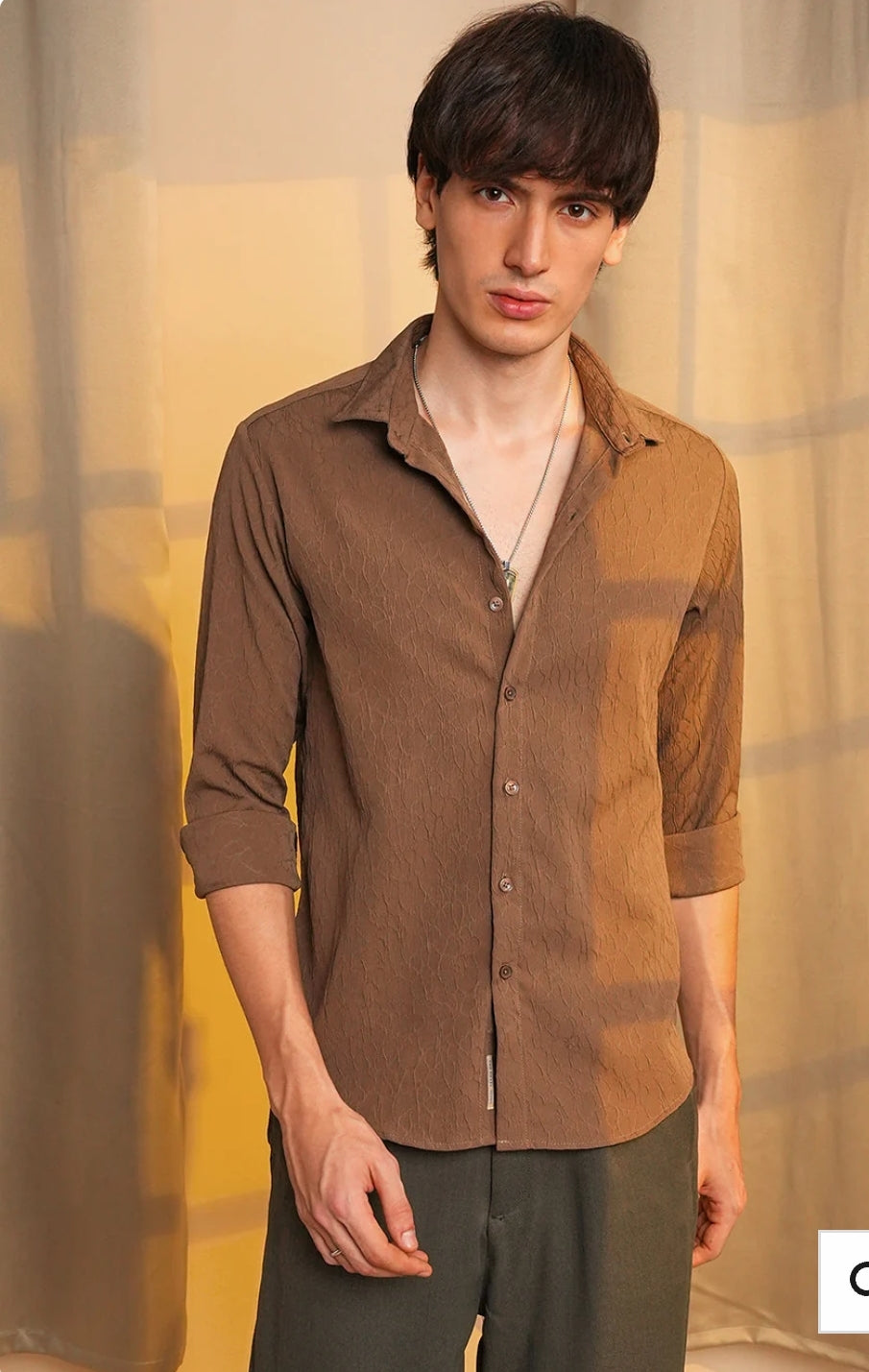 "Earth-Toned Elegance Shirt"
(Ya short chahiye to: "Classic Light Brown Shirt")